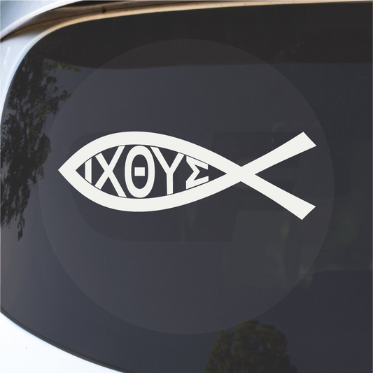 IXOYE Jesus  Fish Christian Symbol Decal Vinyl  Window Bumper Panel - 269