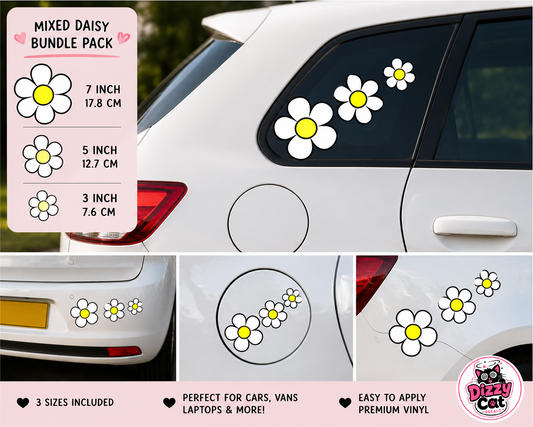 Daisy Flower Vinyl Decal  Pack For Cars Vans Campers Mixed Sizes -318