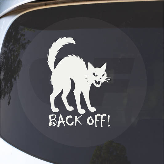 Back Off CAT LOVER Fun Car Sticker, Van Motorhome Camper Window Bumper Decal-264