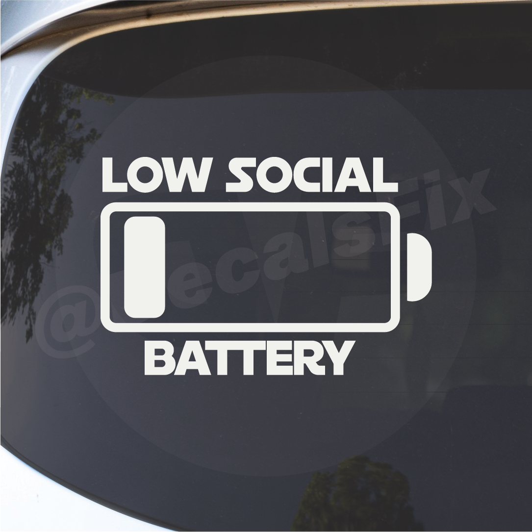 low social Battery Decal Sticker phone car window  bumper decal -294