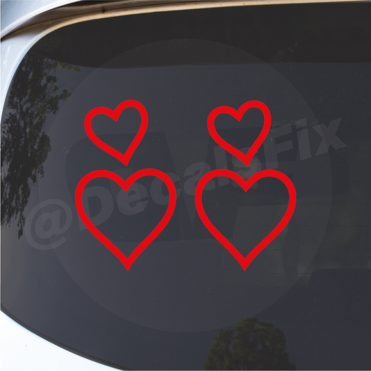 2 Pairs Heart Shape Vinyl Stickers/Decal. Glass, Wedding, Card, Decoration - 305