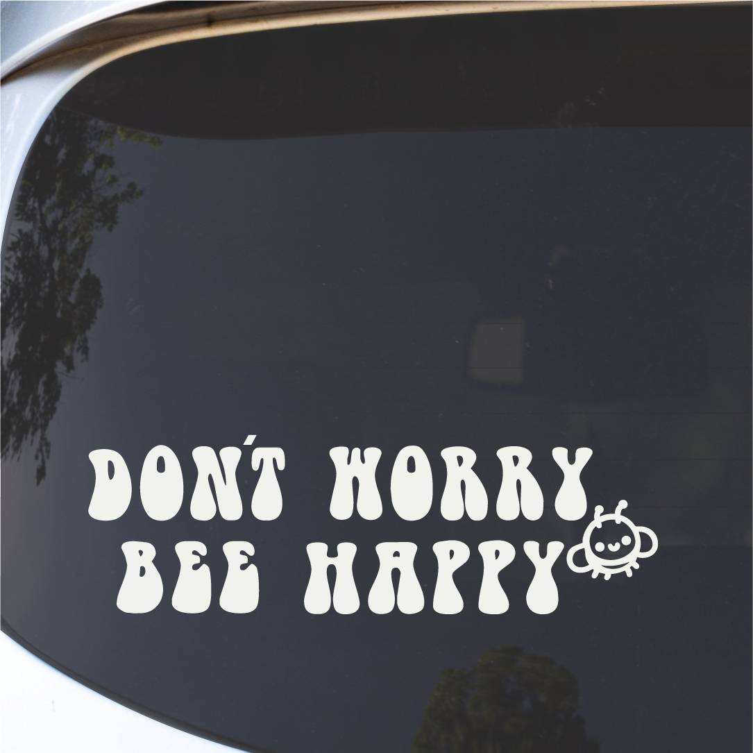 BEE HAPPY handdrawn Home Vinyl Decal Sticker. Car, Bumper, Home Wall, Window 183