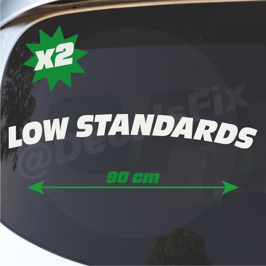 Large x2 Low Standards car sticker,Campervan modified car, JDM, vinyl Decal -291