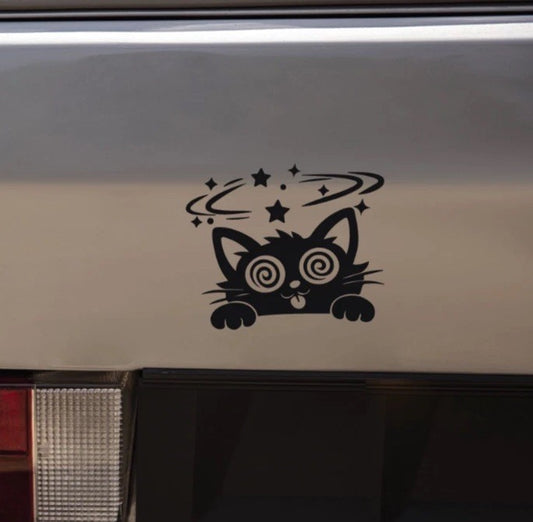 cat,cute black feline Vinyl Decal Sticker Car Van Bike Window Bumper Laptop-318