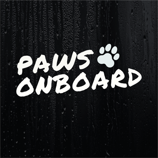 Front view of the Paws Onboard logo with a paw print on a solid background.