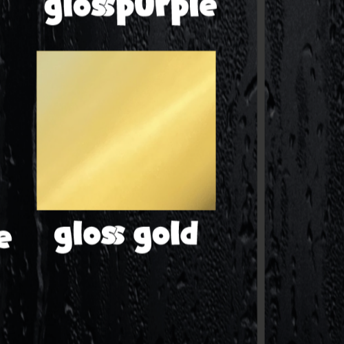 Detail close-up of a gloss gold color swatch.