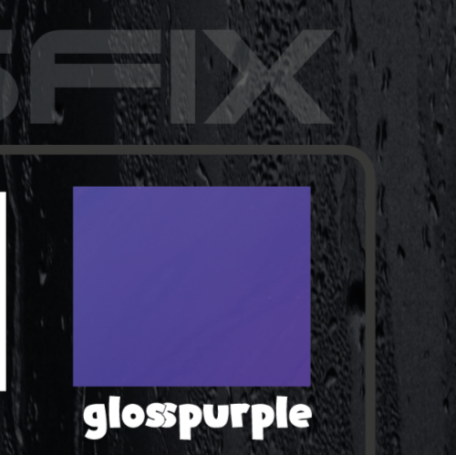 Detail close-up of a gloss purple color swatch.