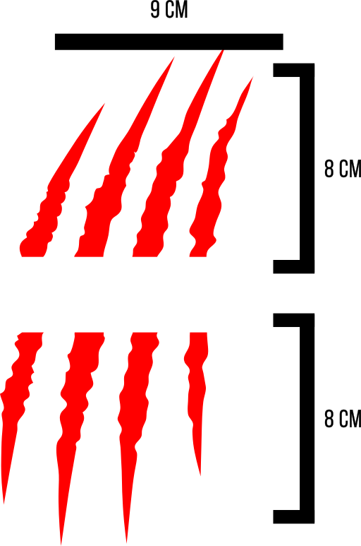 Red hand with a stylized design.